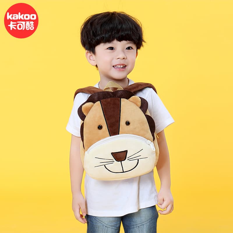Customizable cartoon animal lion children's school bag 2-4 years old backpack plush backpack toddler early education bag