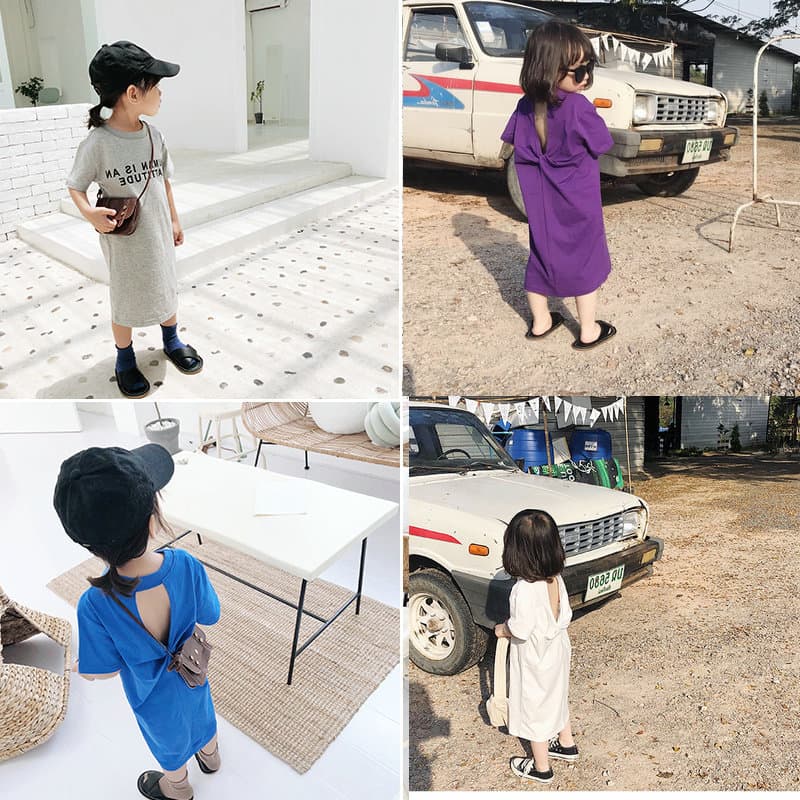 Girls Bow Split Dress Sweatshirt Dress 2026 Summer New Style Export Children's Clothing Dropship 3-8 Years
