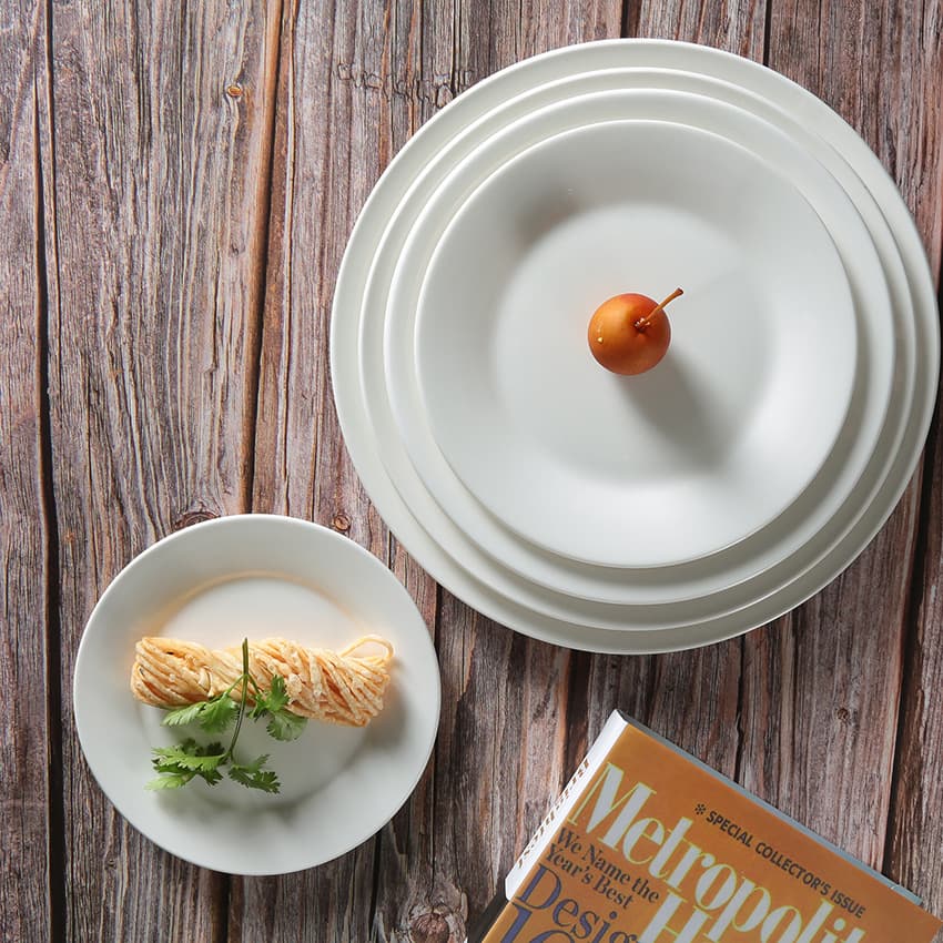 Ceramic Plate Buffet Plate Steak Plate Hotel Restaurant Western Food Plate Flat Plate Wholesale Dish White Porcelain Plate