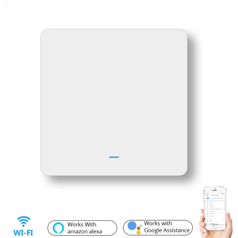 White 86-type single-button smart wall switch controlled by mobile phone via Wi-Fi