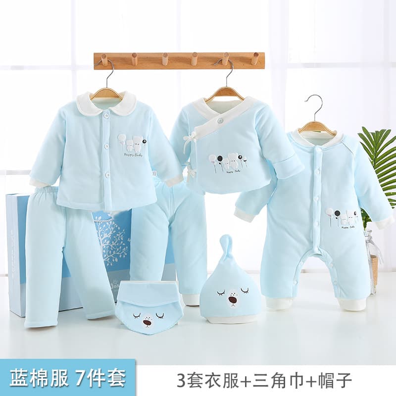 Autumn/Winter Newborn Thick Cotton Padded Jacket Baby Pure Cotton Quilted Suit Gift Box Baby Clothes Warm Full Moon Set