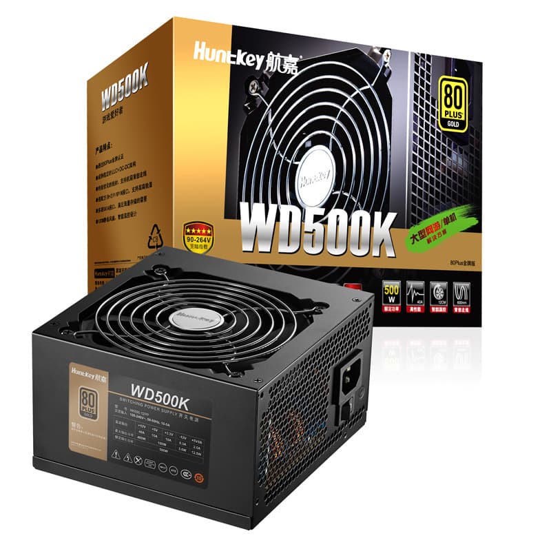 Huntkey WD500K Rated 500W Desktop Case Power Supply Silent Supports Back Wiring Case 80PLUS Power