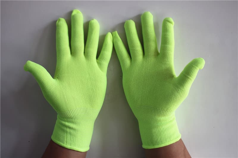 18g Fluorescent Green Nylon Glove Cores, Daily Life Gloves Stage Party Glow-in-the-Dark Gloves, Manufacturer Wholesale