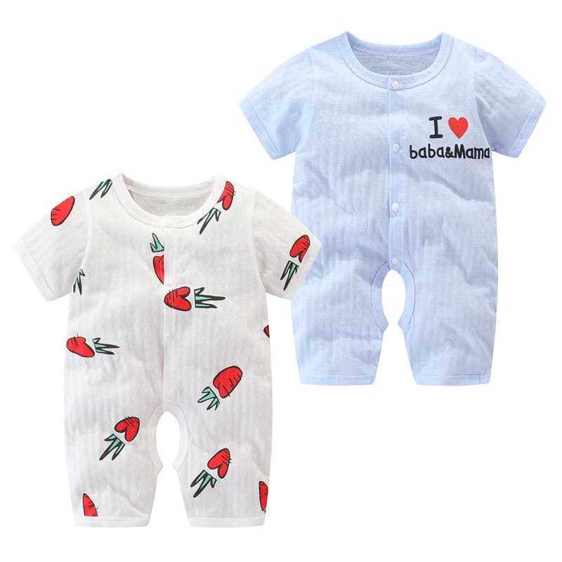 Baby Short-Sleeve Bodysuit 100% Cotton Boys Girls Newborn Summer Sleepwear 3-6-9-12 Months Thin Style