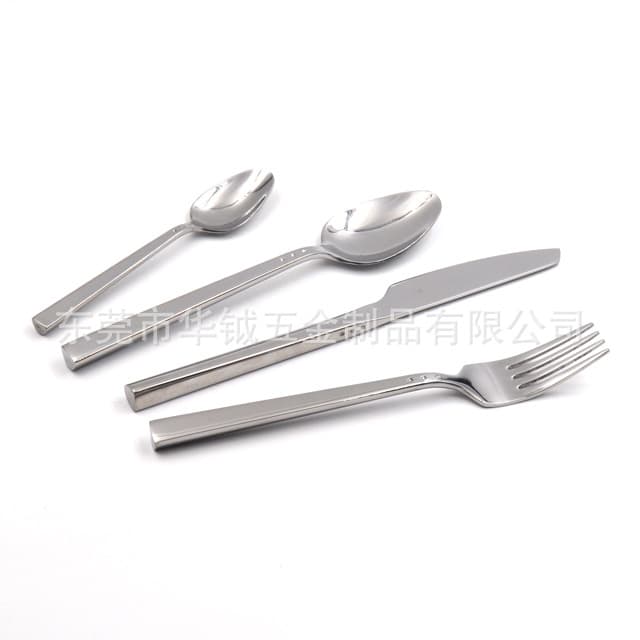 Premium Luxury Stainless Steel Western Cutlery 4-Piece Set Knife Fork Spoon for Bar Hotel Western Restaurant Coffee Shop Tableware Set