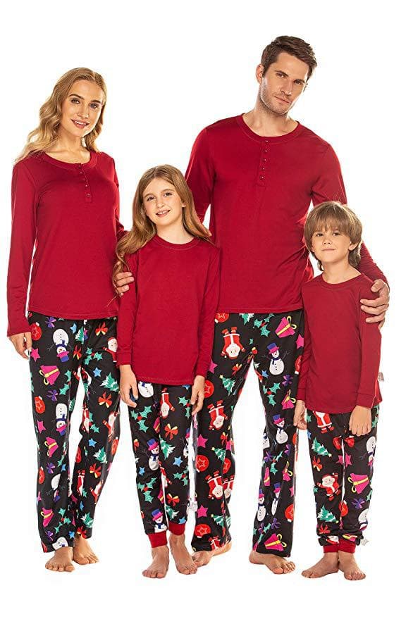 2019 European and American Christmas Family Matching Long-Sleeve Pajama Set, Cotton Pajama Printed Loungewear Sleepwear