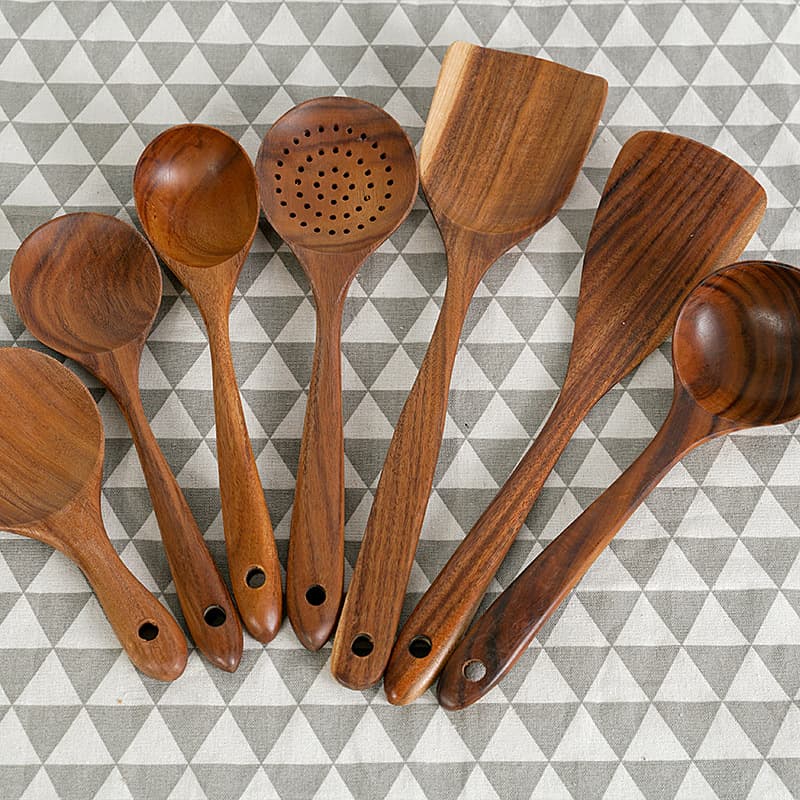 Cross-border Amazon acacia wood spatula set cooking spatula long-handled spoon household non-stick frying spatula vegetable spatula soup spoon