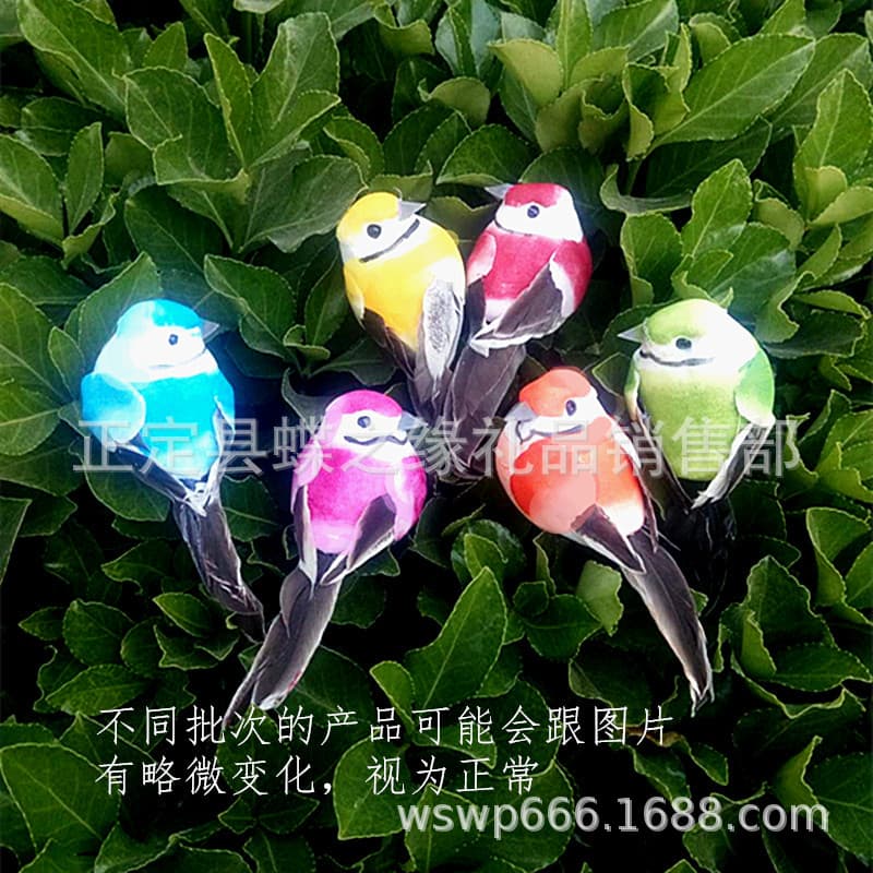 Simulated Bird Foam Bird Magnet Insert Stick Feather Fake Bird Garden Landscape Miniature Decoration 7cm