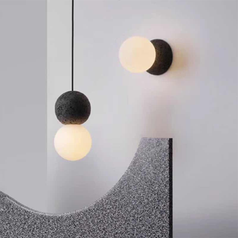 Postmodern Minimalist Terrazzo Small Pendant Light Nordic Hotel Restaurant Clothing Store Bedroom Bedside Round Pendant Light