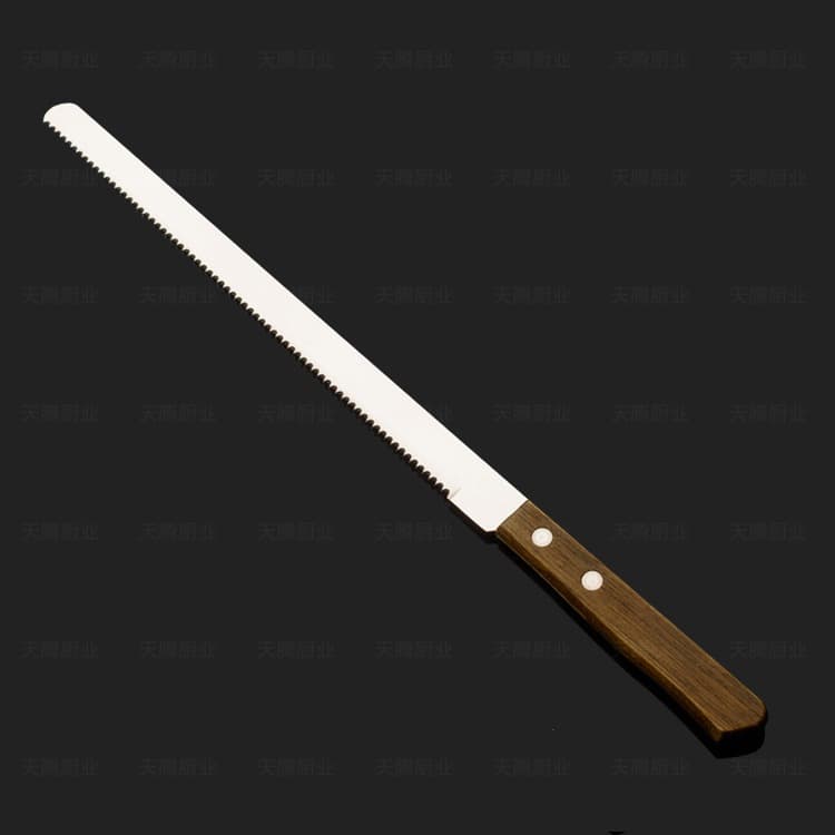 9-Inch Serrated Bread Knife - Stainless Steel Kitchen Knife, Wooden Cake Decorating Knife for Baking