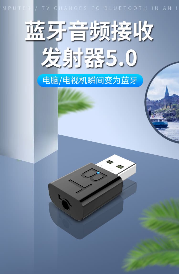 USB Bluetooth 5.0 Audio Receiver Transmitter 2-in-1 Car Speaker Computer TV Bluetooth Adapter