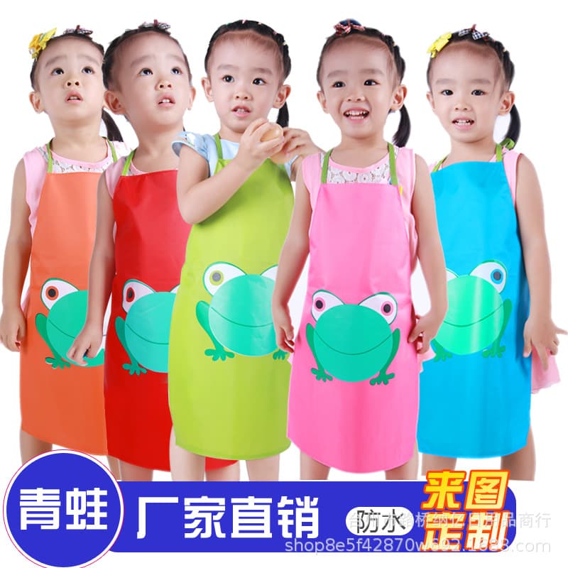 Manufacturer wholesale children's waterproof apron cartoon apron smock painting clothes children's apron customization