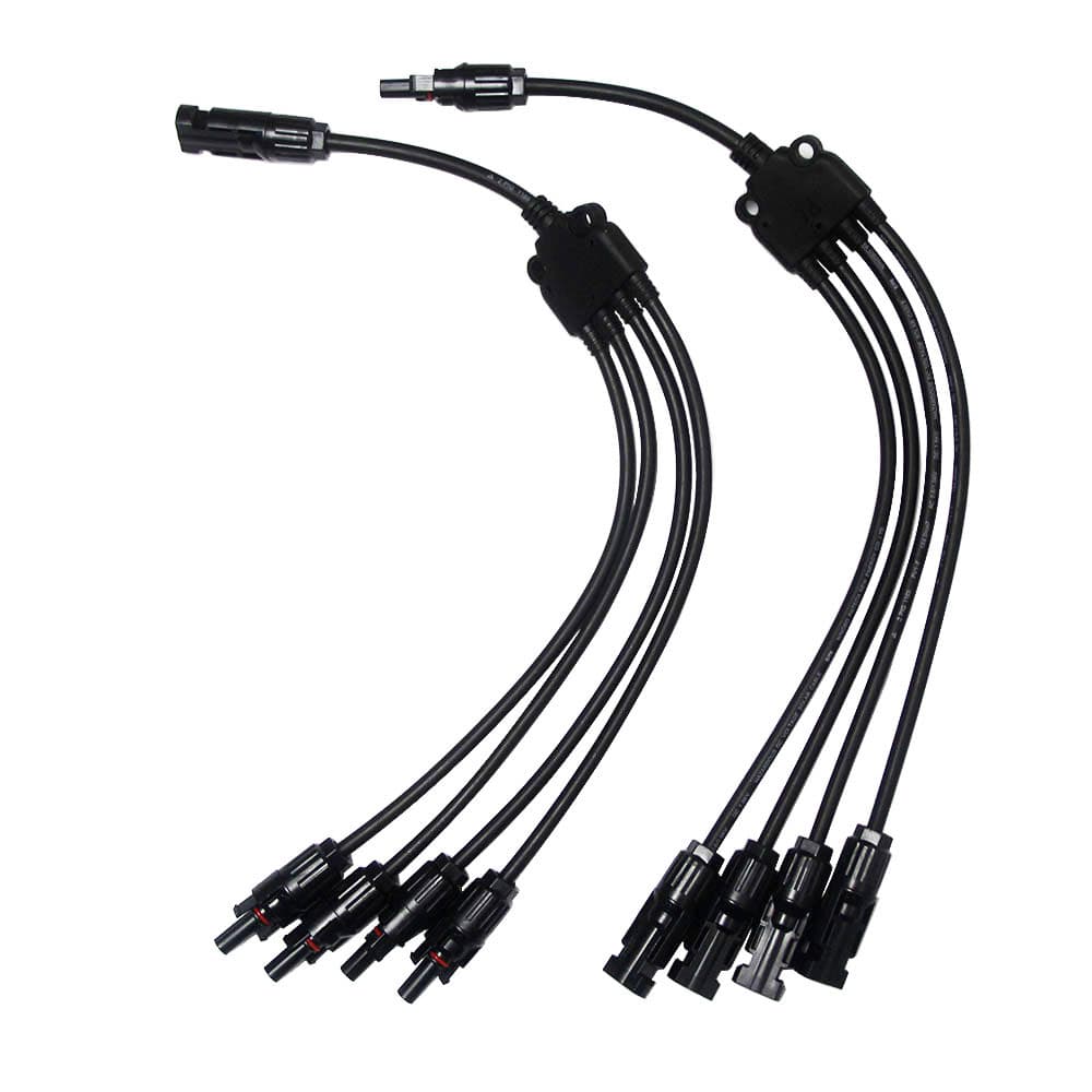 MC4 Y-type 4-to-1 adapter, five-way connector MC4 parallel, 4-to-1 photovoltaic panel combiner cable
