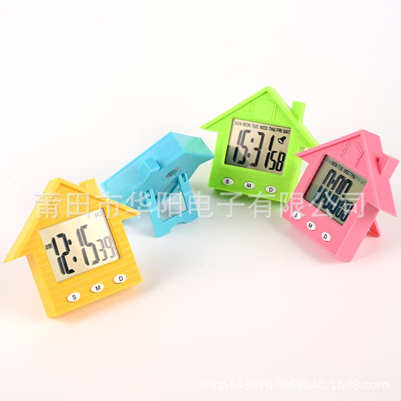 Alarm Clock House Alarm Clock Multi-Color, Supports Logo Printing, Multifunctional, Simple, Portable, Silent, Fashionable Mini