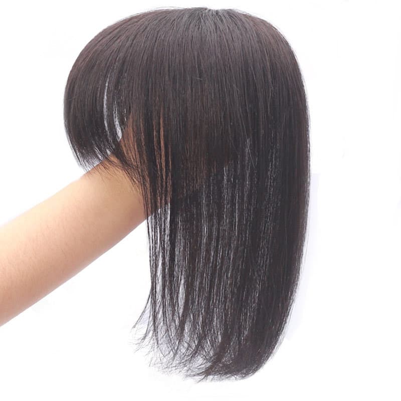 Top Topper Real Hair Cover Top Crown Hair Piece Straight Bangs Side Bangs Wig for Women Straight Hair Topper
