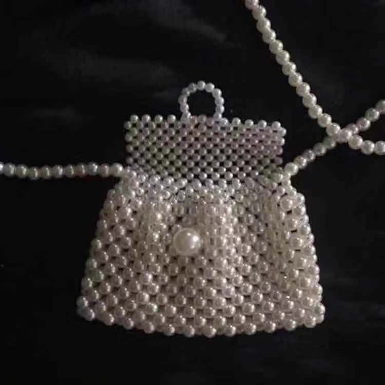 Handmade Small Pearl Waist Bag Handmade Beaded Mini Rope Bag Crossbody Bag Women's Waist Bag Manufacturer Girls Decorative Bag Women