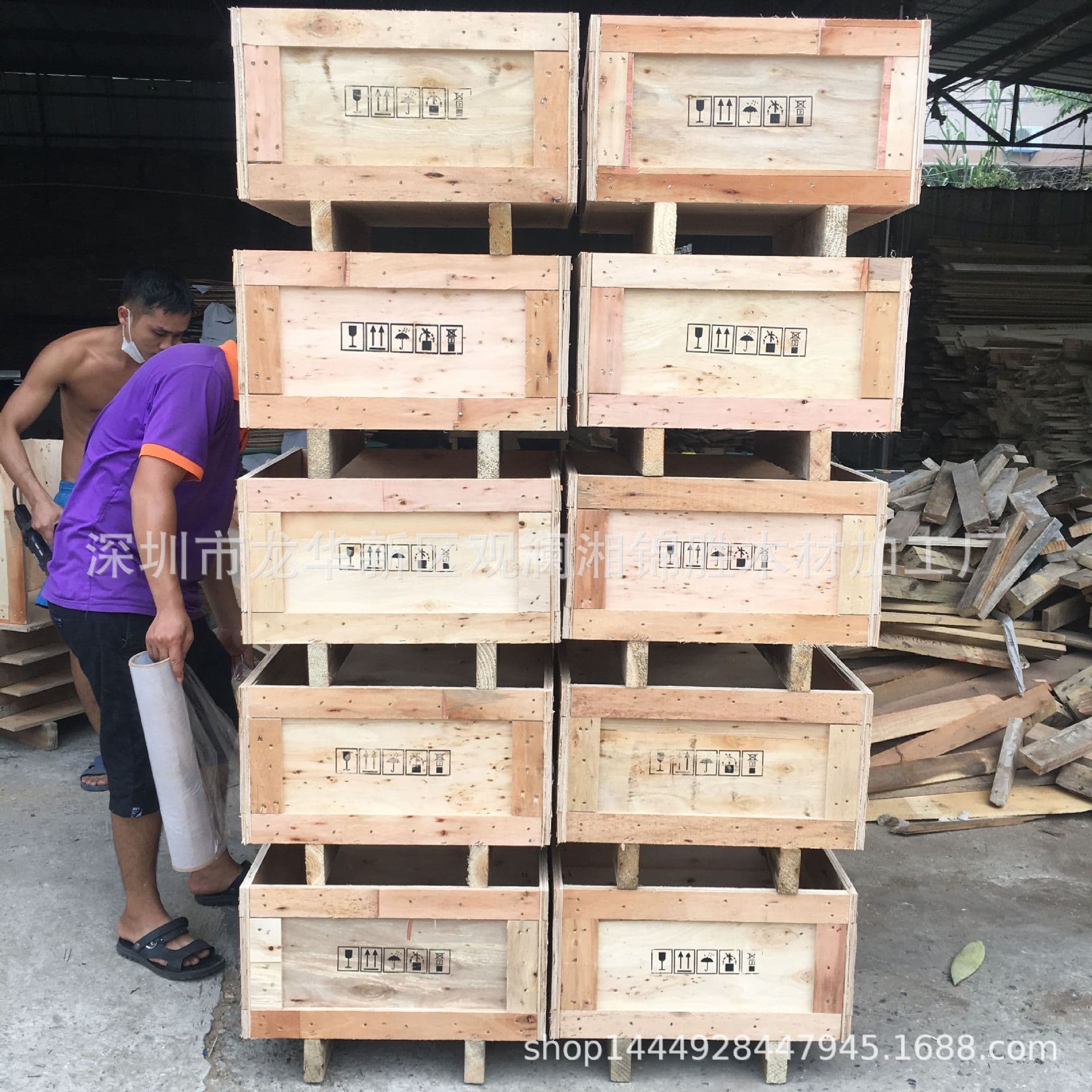 Wooden Crates, Custom Export Large Fumigated Solid Wood Inspection-Free Pallets, Turnover Boxes, Snap-on Frame Logistics Packaging Wooden Crates