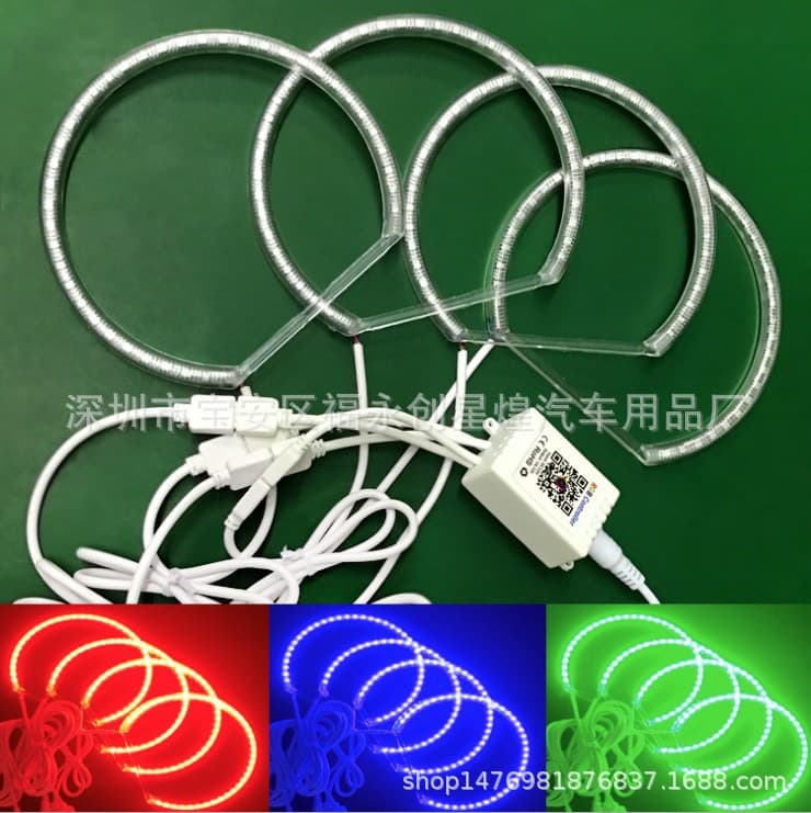 New Bluetooth APP Compatible with BMW E36 E46 Angel Eyes 131*4 3535 LED with Cover RGB Color Changing