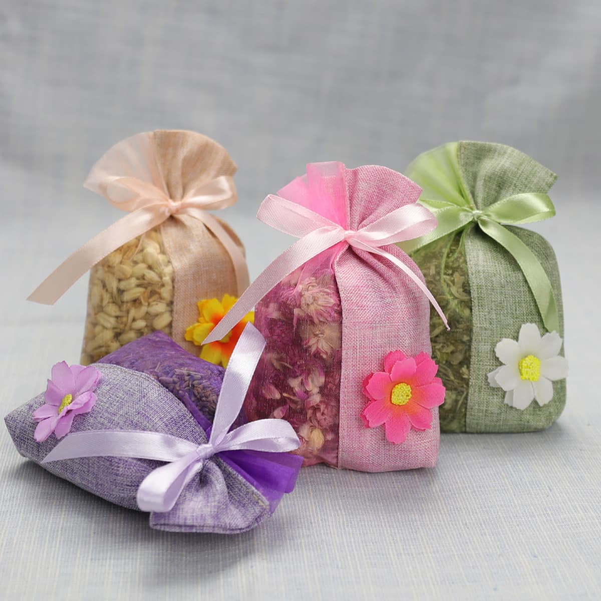 Wholesale Mesh-Combined Sachet Bags, Transparent Pouch for Gift, Deodorizing Car Hemp-like Net Empty Bag