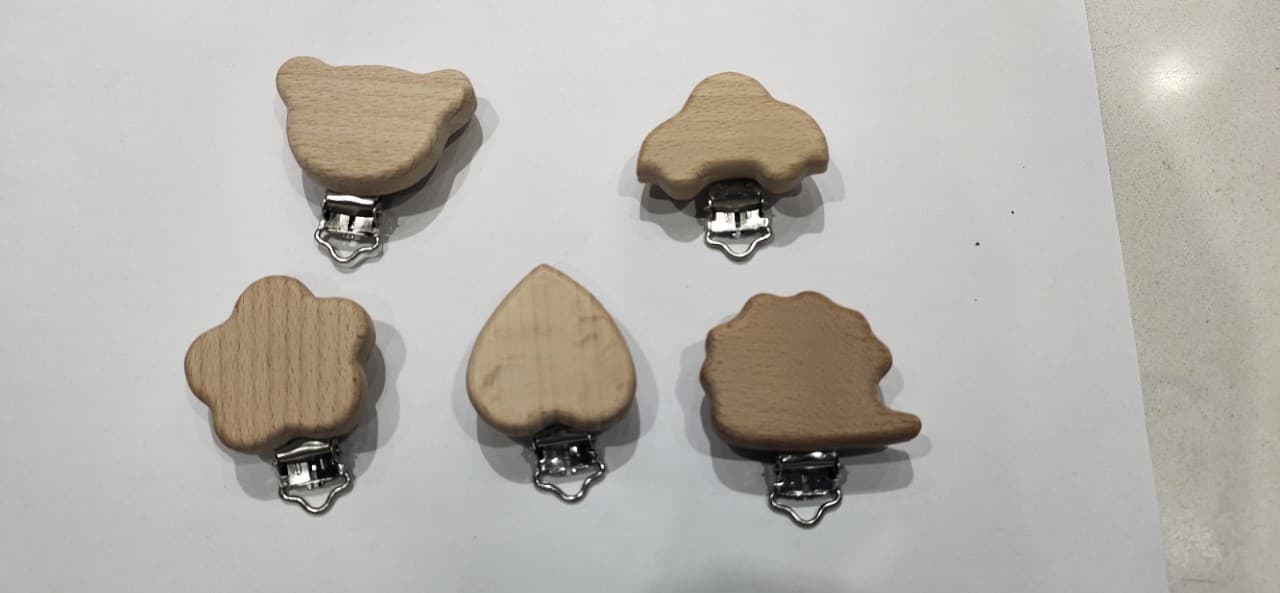 DIY Accessories Baby Teething Cartoon Teether Accessories Beech Wood Animal Pacifier Clip Pacifier