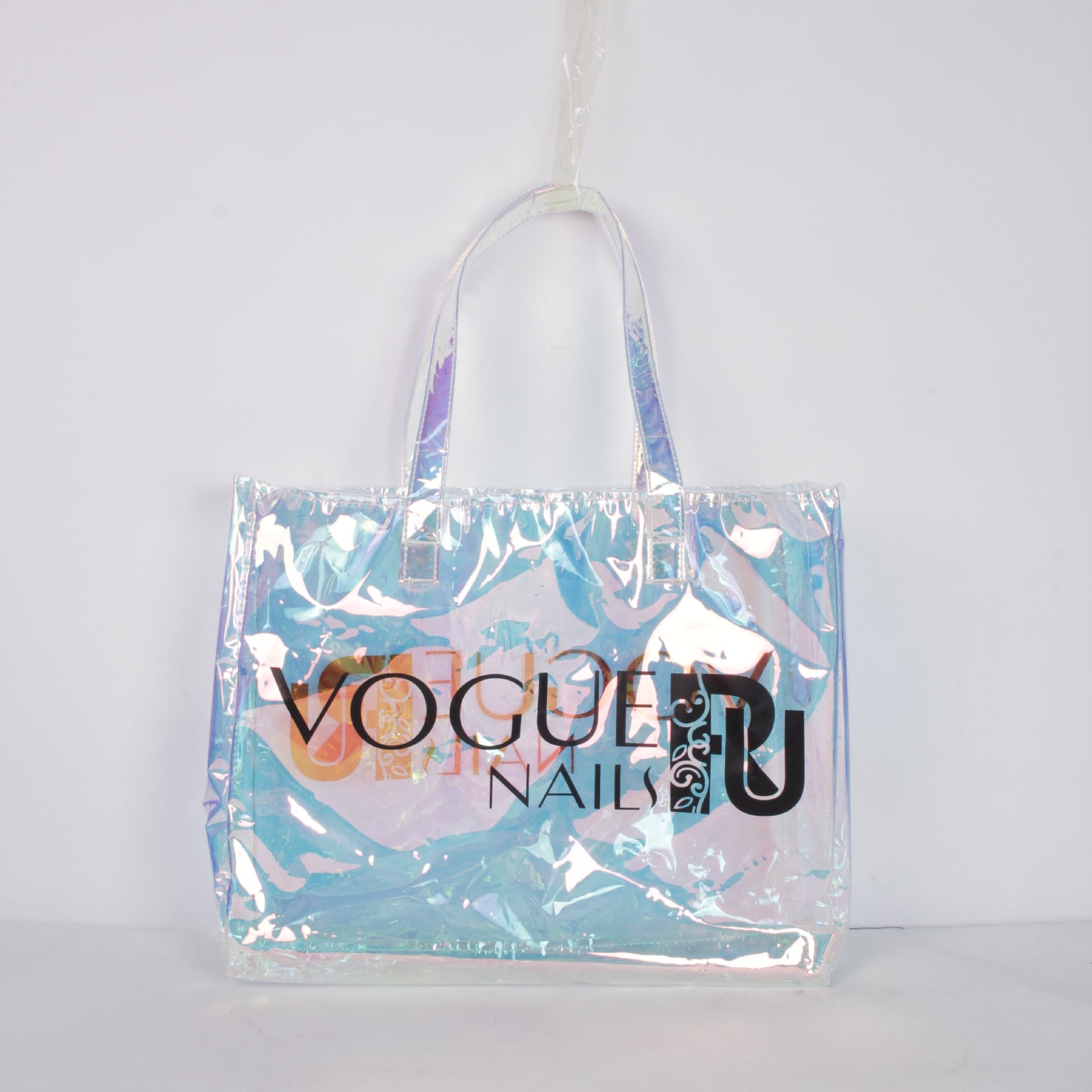 Large Capacity Eco-Friendly Shopping Bag Laser Jelly Bag Shoulder Bag Women's Bag Iridescent Laser PVC Handbag Mesh Shopping Bag