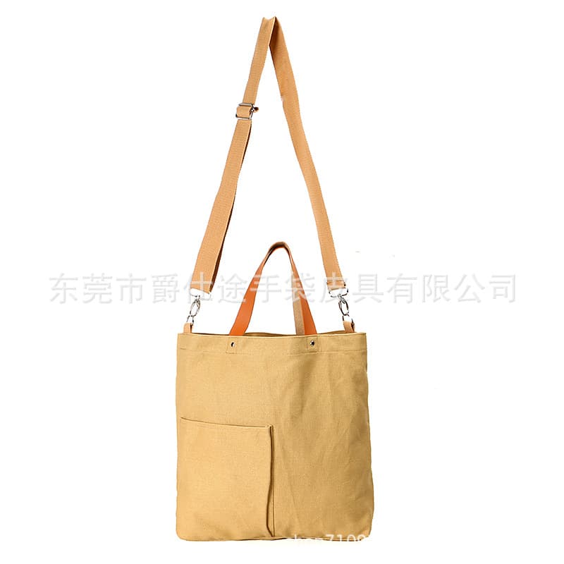 Creative new canvas crossbody bag, brown eco-friendly cotton shoulder bag, large-capacity canvas shopping tote