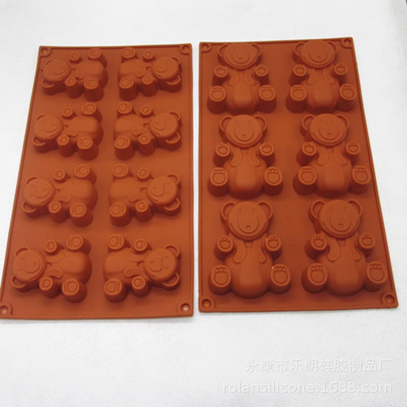 Silicone Mousse 8-Cavity Bear Silicone Cake Mold Cartoon Mold Baking Mold Silicone Bear Mold