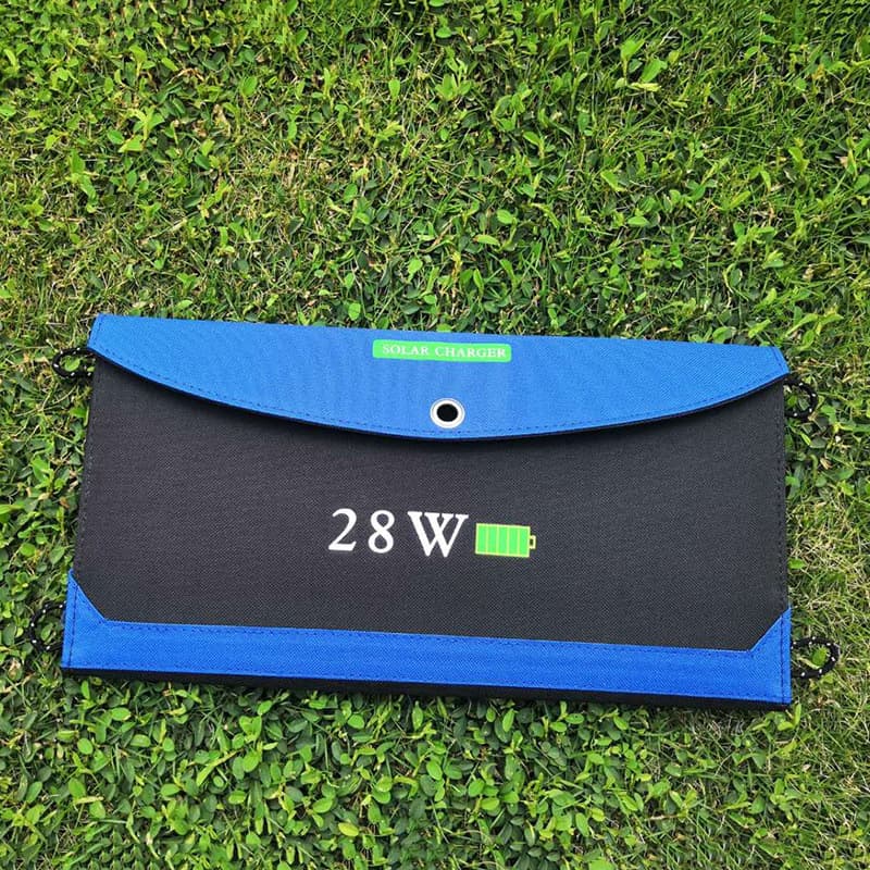 New 28W high-power portable solar charger, monocrystalline solar folding bag, outdoor mobile phone charging panel.
