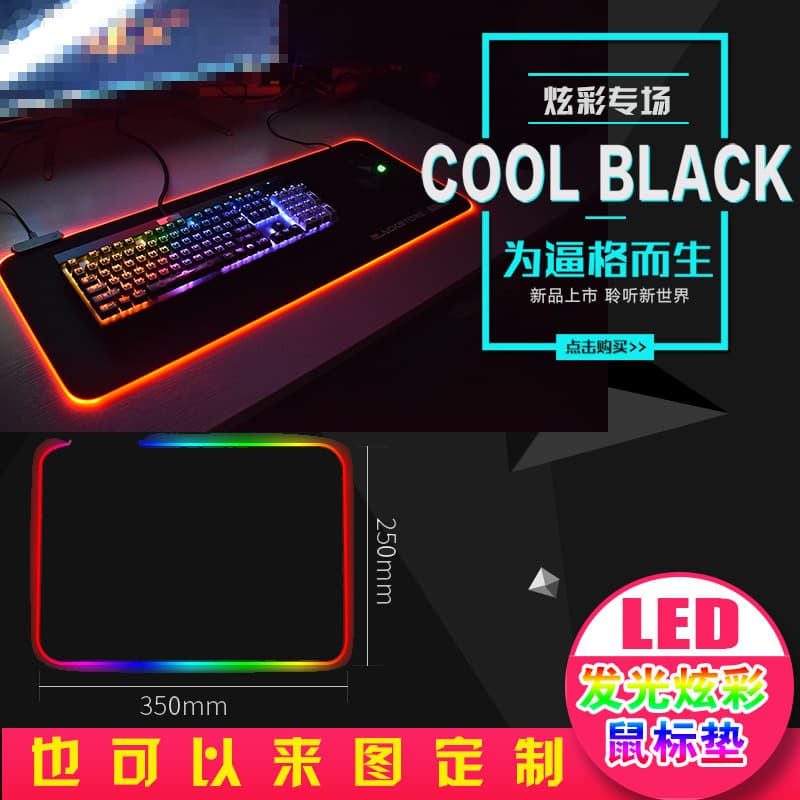 RGB Mouse Pad with Stitched Edges, Thick, Phantom LED Glow, Anti-Slip Keyboard Mat for Gaming, Office Desk Mat, Esports Style
