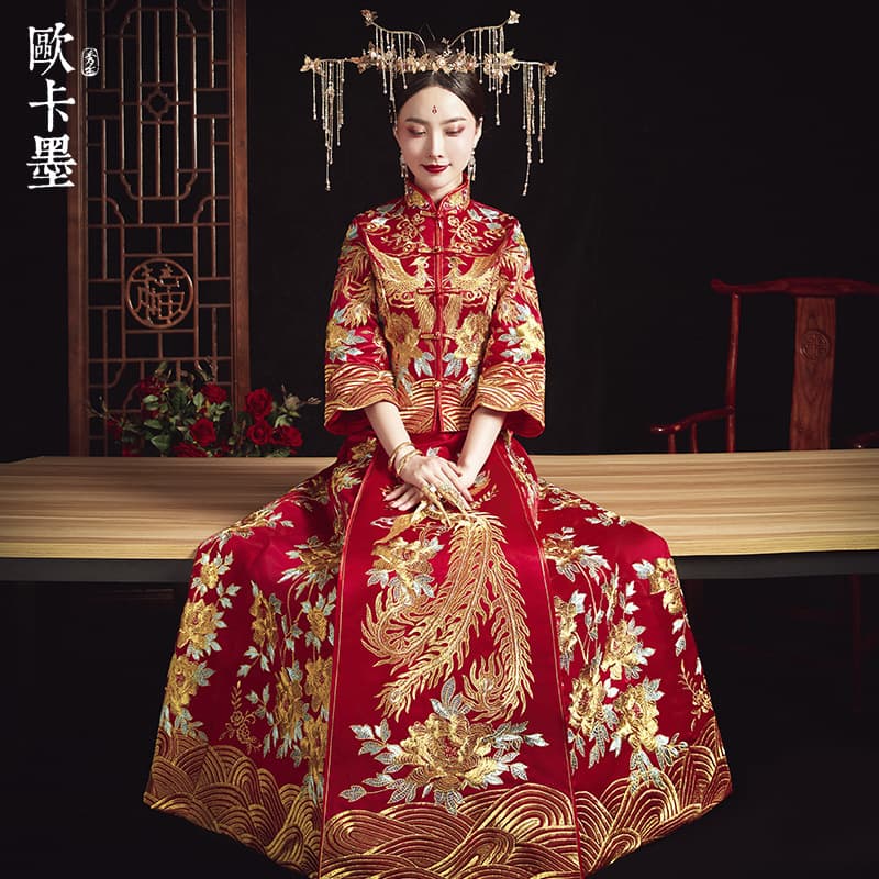 Xiuhe Dress Bride Chinese Wedding Dress Plus Size Toast Dress New Dragon and Phoenix Jacket Dress Wedding Dress for Pregnant Women