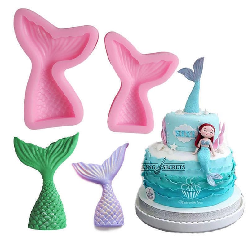 Mermaid Tail Silicone Fondant Mold Large Small Baking Tool Chocolate Crystal Resin Mold