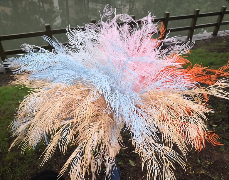 Artificial Frost Mist Grass Wedding Scene Pink Plastic Flower Long Stem Phoenix Tail Living Room Ornament Wedding Ceiling Agent