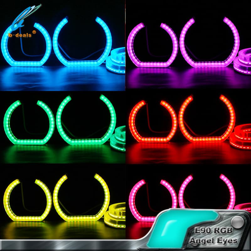 Mobile App Bluetooth Remote Control RGB Color-Changing Crystal Angel Eyes for BMW E90 E92 F30