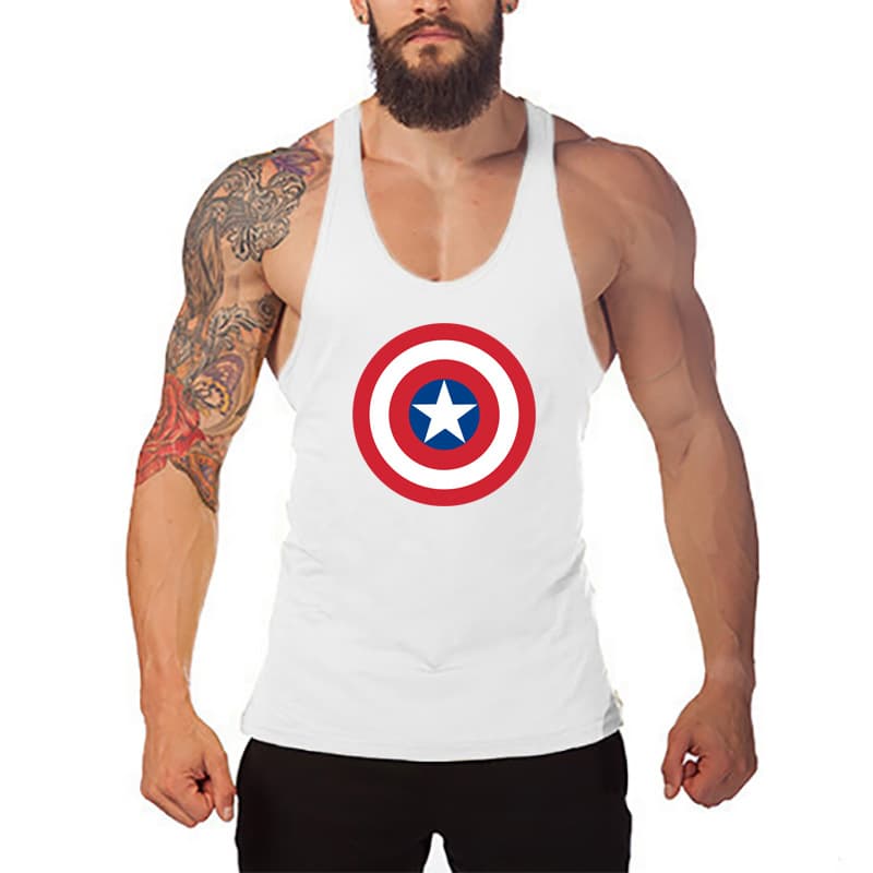 Captain America Shield Fitness Tank Top Men's Gym Tank Top Professional Bodybuilding Sports Singlet