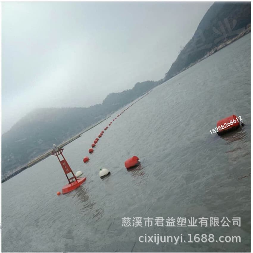 Baihe Wetland Park zoning buoys, maritime boundary warning floats, construction barrier buoys.