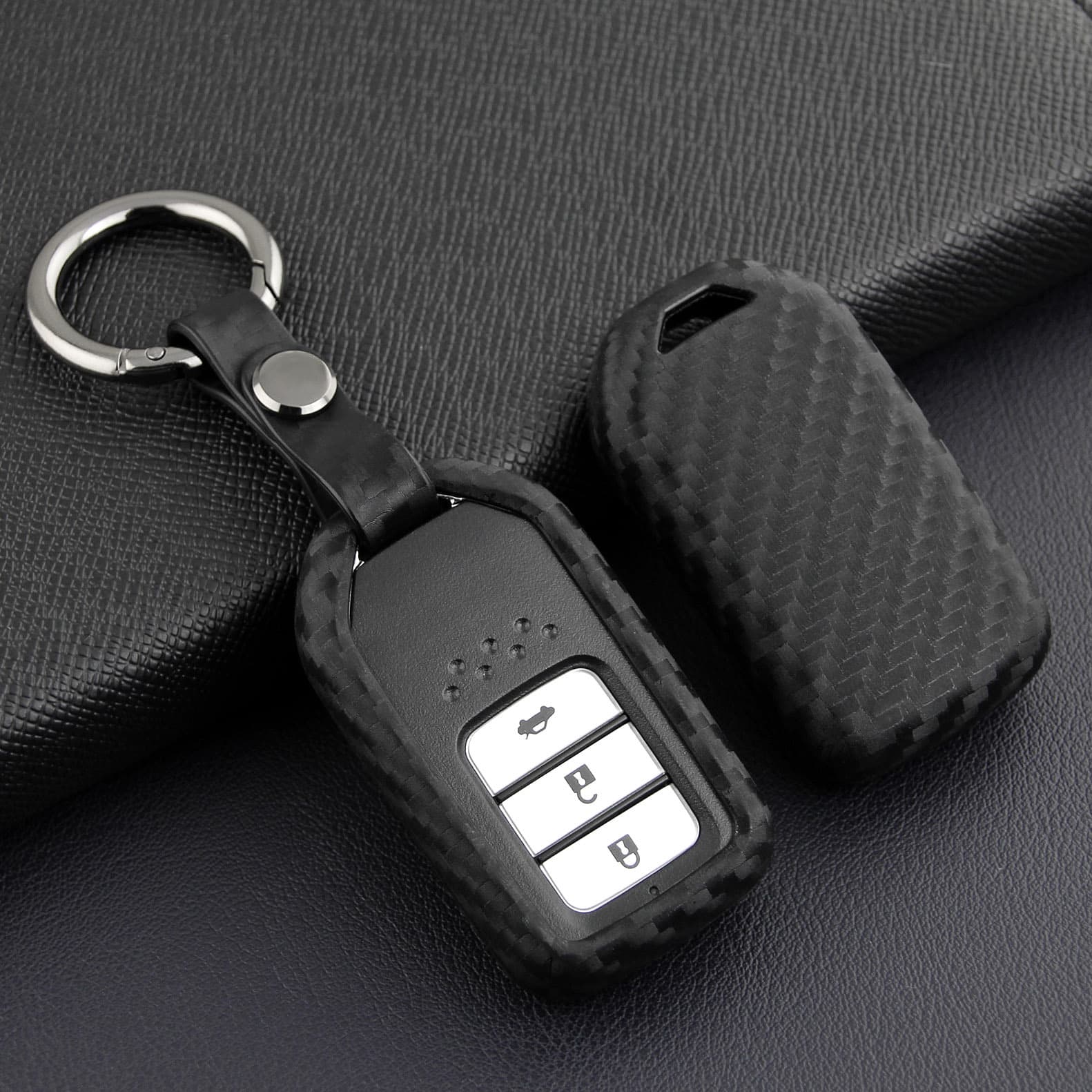 New Carbon Fiber Silicone Key Case Cover for Honda CR-V 10th Gen Civic Accord Guan Dao