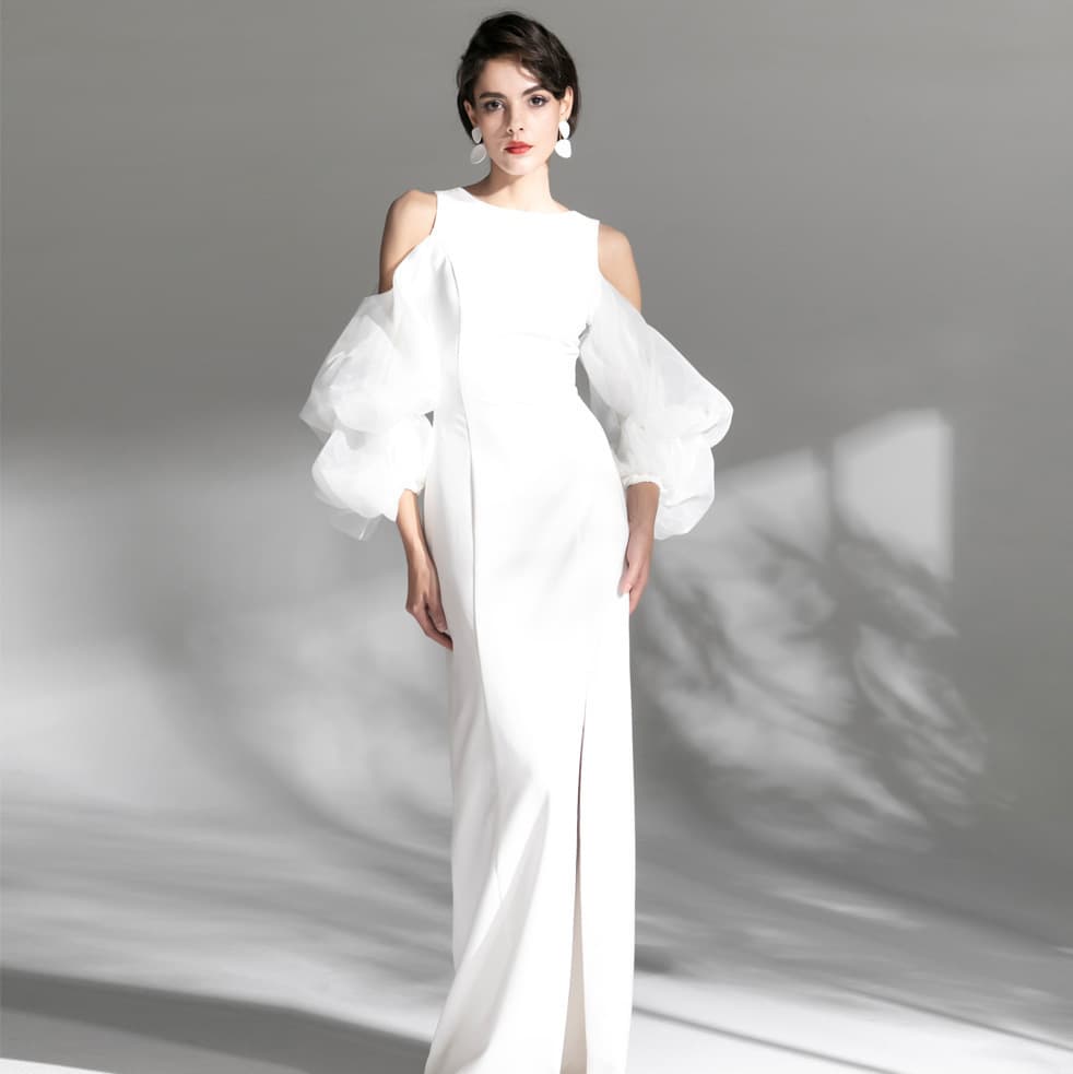 2026 New Summer Birthday Party Dress White Evening Gown Slimming Maje Dress for Annual Meeting