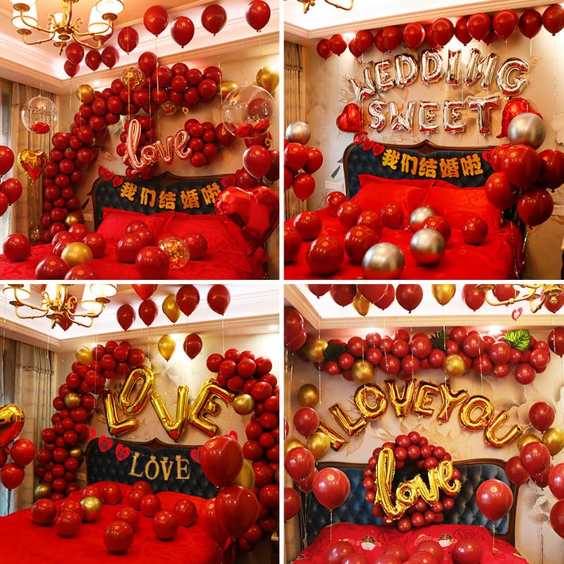 Trendy Wedding Decoration Set, Creative Balloon Kit for Newlywed Bedroom, Wedding Scene Decor Supplies