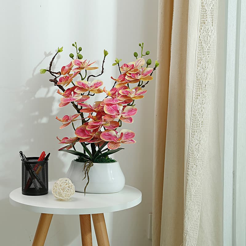 Artificial Phalaenopsis Orchid Set, Creative Silk Flower Ceramic Craft Decoration, Fake Flower Potted Plant, Factory Wholesale