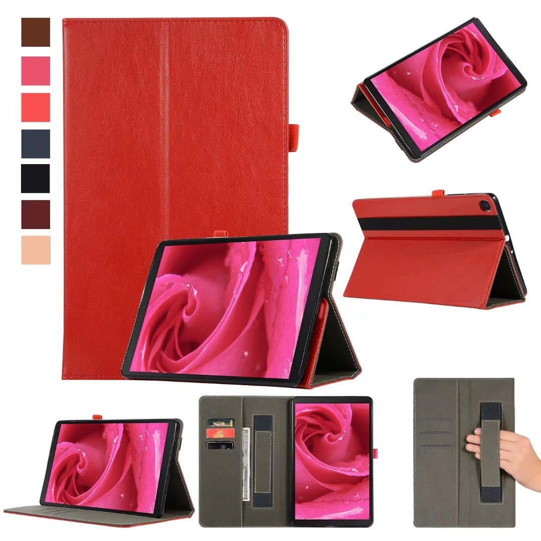 For Samsung Tab A 10.1 2019 T510/T515 Tablet Leather Case with Hand Strap and Card Slot