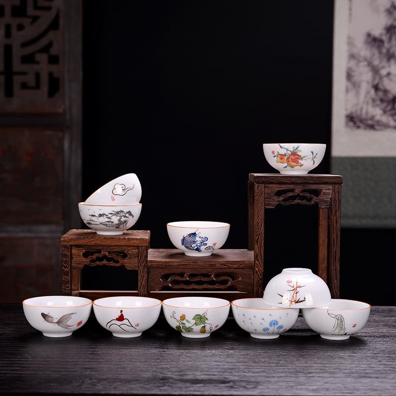 Sweet White Tea Tasting Cup Wholesale Custom Kung Fu Tea Set Small Tea Bowl Creative Simple Japanese Dehua White Porcelain Personal Single Cup