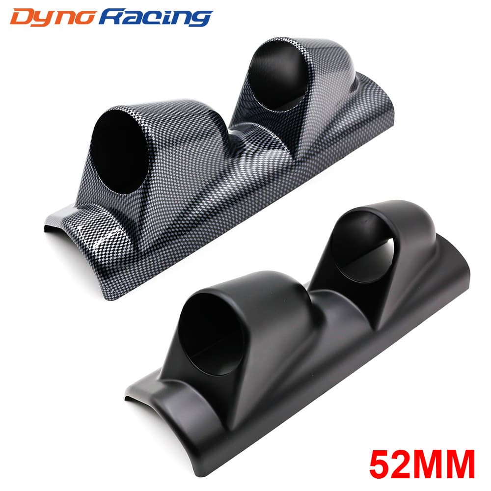 Automotive modified 52mm double-hole gauge holder racing left mount black carbon fiber 2-hole gauge cover 2-inch universal