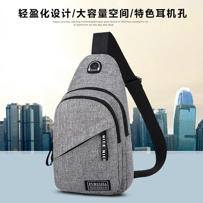 Men's canvas chest bag, casual youth Korean style shoulder bag, men's Oxford cloth crossbody bag