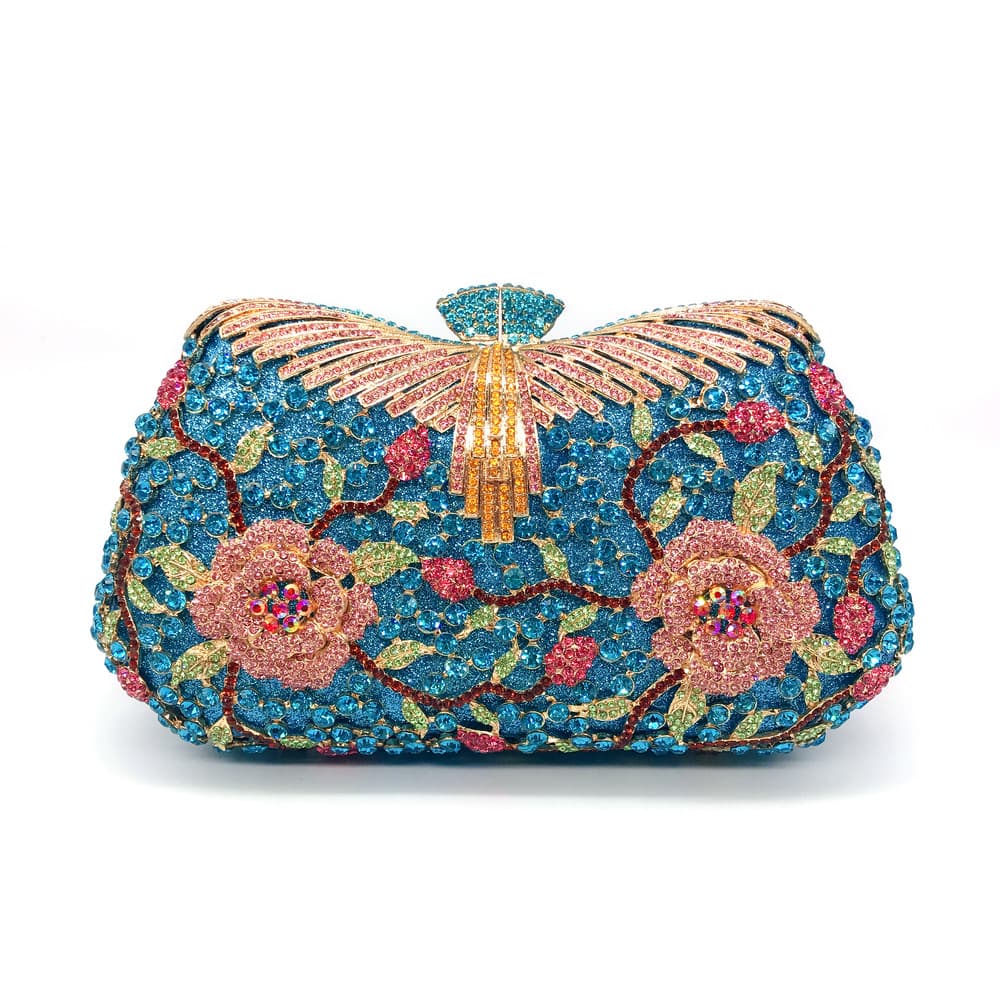 BL139 Cross-border Foreign Trade Diamond-Studded Evening Bag European and American Rhinestone Bag Hollow Floral Women's Clutch