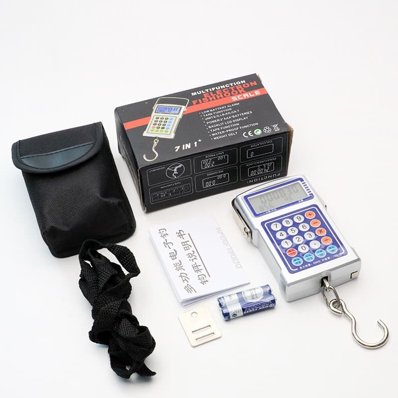 Portable electronic scale, price-computing scale, portable grocery shopping and express delivery scale, 50kg precision mini fishing scale with ruler