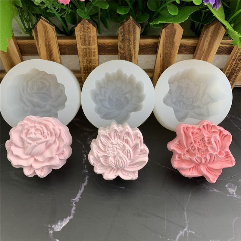 Silicone Mold for Handmade Soap And Ice Cream Mousse Rose And Peony Flower Lotus And Drip Wax Gypsum Aromatherapy Mold