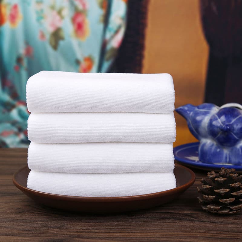 Cross-border wholesale plain 180g white towel square, hotel face towel, dish towel, disposable hemmed rectangle