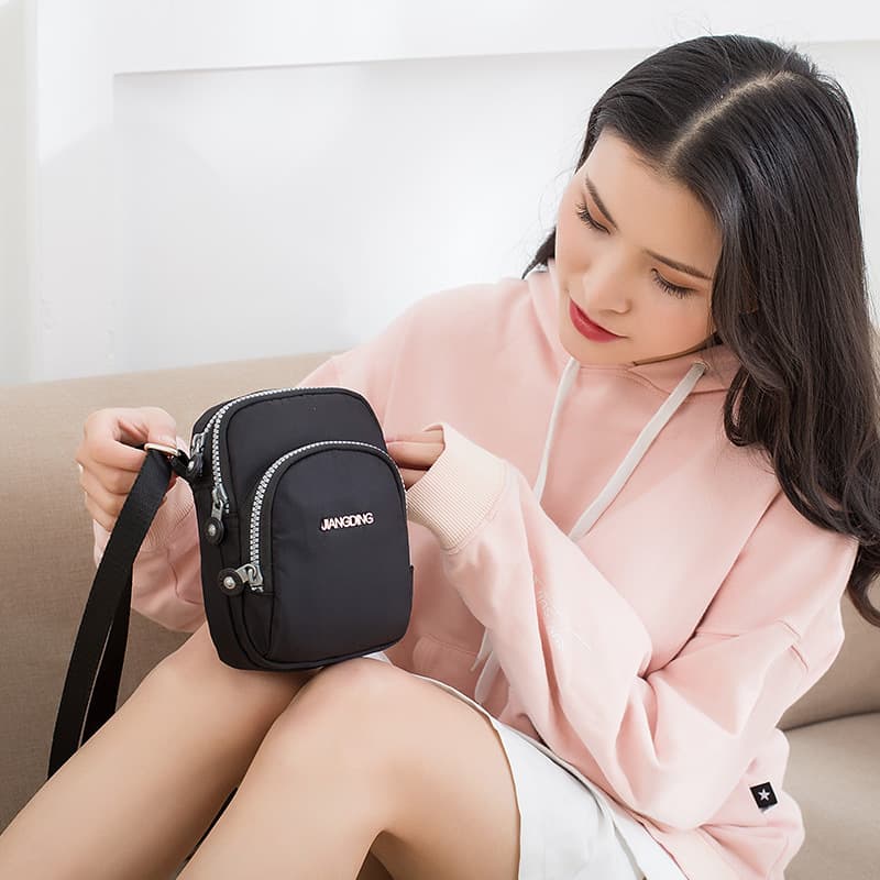 New Korean style casual large screen mobile phone bag shoulder bag women's Oxford crossbody cloth bag vertical mini mobile phone pouch small bag