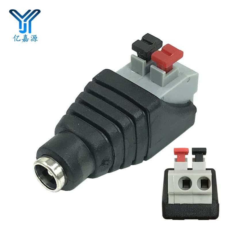 Solder-Free Push-Type DC Power Connector, Button DC Female Connector, Crimp-Type DC Female Socket 5.5x2.1mm