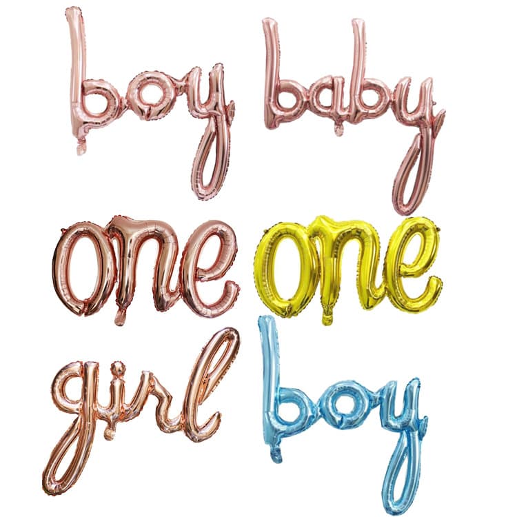 American-style Slim Fit One-Piece Boy Girl Baby One Letter Foil Balloon Baby Birthday First Birthday Decoration